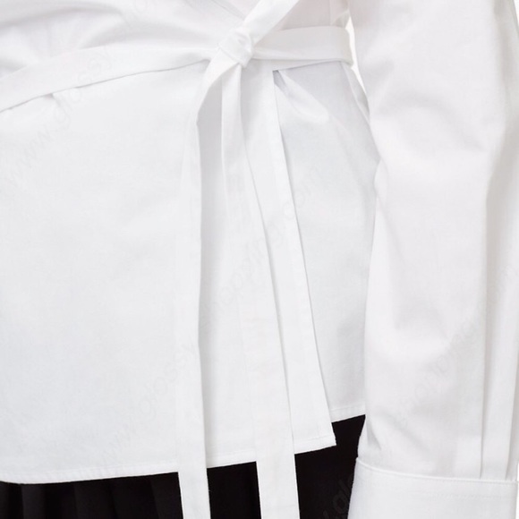 Aritzia Babaton Hasina Wrap Blouse White Cotton - Picture 6 of 13